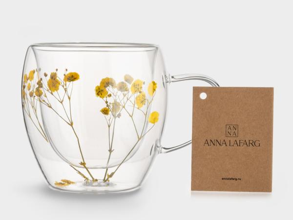 Кружка с сухоцветами "Желтые цветы" 240 мл