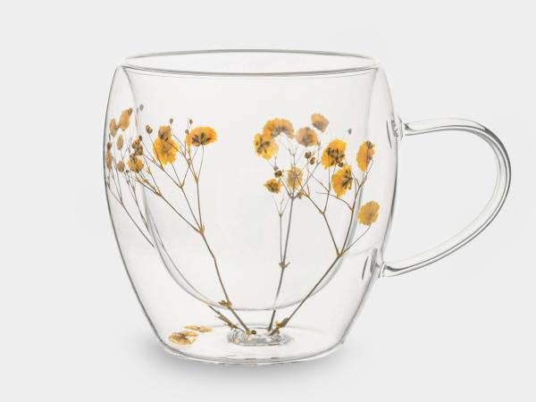 Кружка с сухоцветами "Желтые цветы" 240 мл