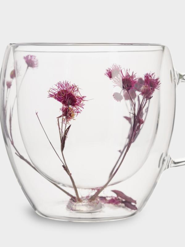 Кружка с сухоцветами "Сиреневые цветы" 240 мл