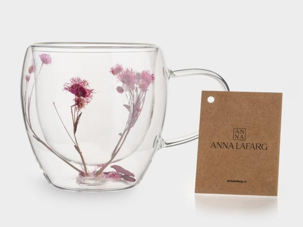 Кружка с сухоцветами "Сиреневые цветы" 240 мл