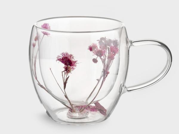 Кружка с сухоцветами "Сиреневые цветы" 240 мл