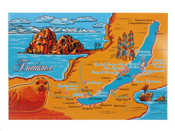 Набор открыток "Байкал Знаковые места" 16 шт лакированные