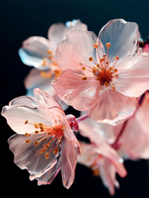 Картина "Цветущая сакура" стекло 40*50 см