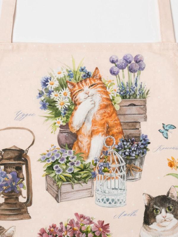 Фартук 60х70 см "Уютные коты" хлопок, саржа