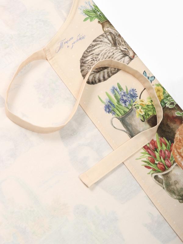 Фартук 60х70 см "Уютные коты" хлопок, саржа