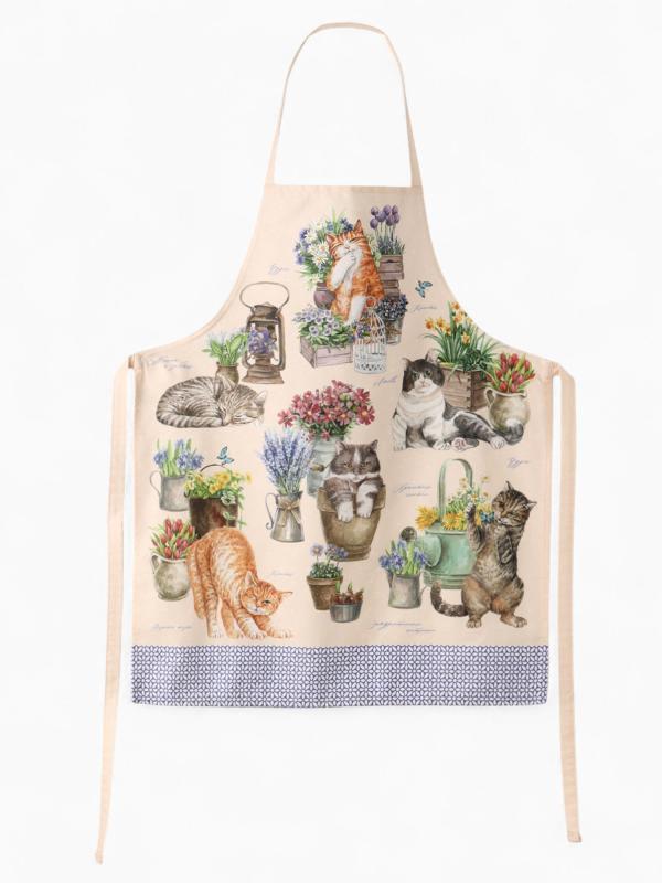 Фартук 60х70 см "Уютные коты" хлопок, саржа