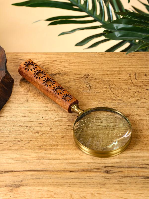 Лупа "Ватсон" 8х8х20 см латунь, манговое дерево