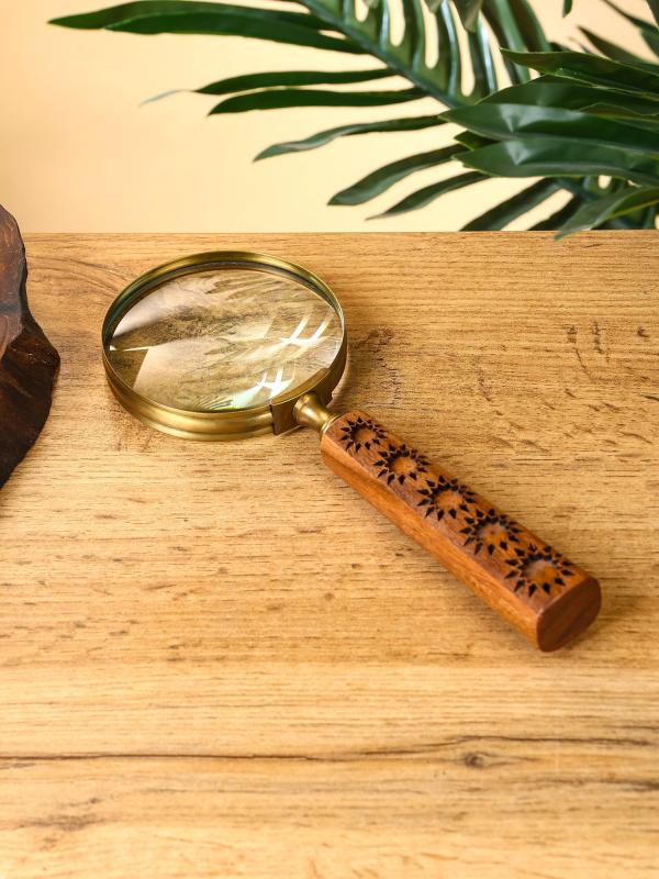 Лупа "Ватсон" 8х8х20 см латунь, манговое дерево