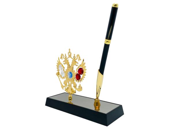 Ручка на подставке "Герб России" 5 цветных хрусталика