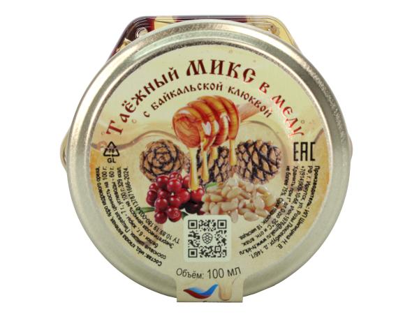 Таёжный микс с клюквой в меду 100 мл