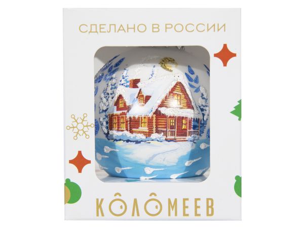 Елочное украшение Шар "Морозец" 65 мм, стекло, Коломеев, Россия