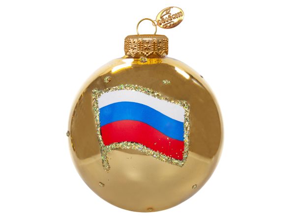 Елочное украшение Шар "Триколор" 65 мм, стекло, Коломеев, Россия