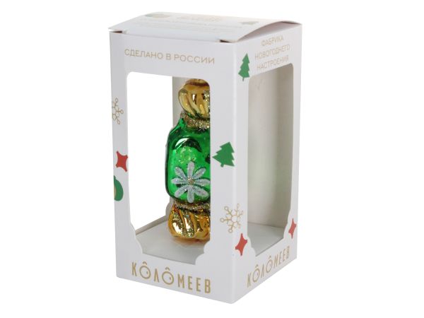 Елочное украшение "Карамелька" h 7 см, стекло, Коломеев, Россия.