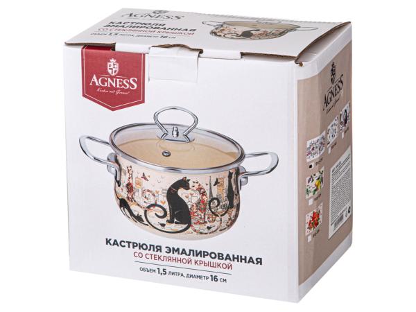 Кастрюля "Парижские коты" 1,5 л эмаль