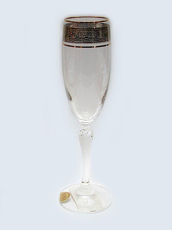 Набор бокалов для шампанского "Люция" золото платина орнамент 160 мл 6 шт
