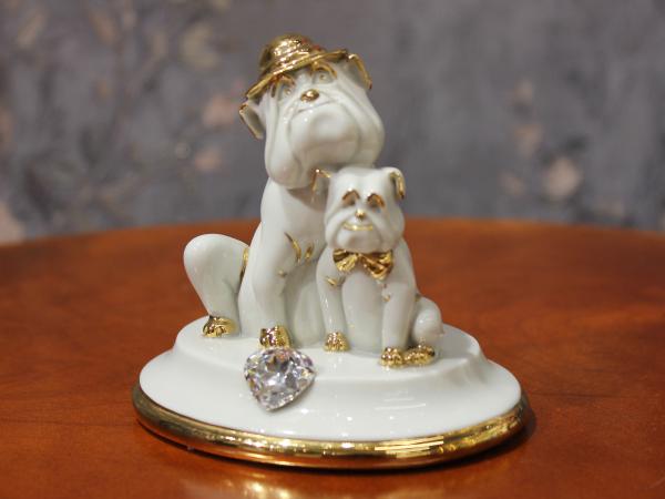 Фигурка "Парочка бульдогов" 9 см Италия, Porcellane RG фарфор