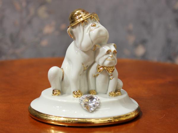 Фигурка "Парочка бульдогов" 9 см Италия, Porcellane RG фарфор