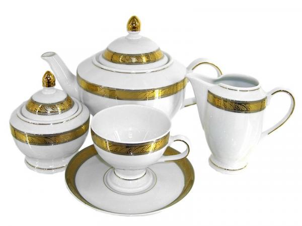 Чайный сервиз "Платиново-золотая лента" 6 персон 15 предметов