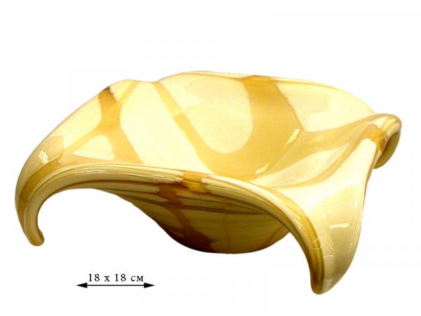 Конфетница "Паутинка" амбер муранское стекло 18 см