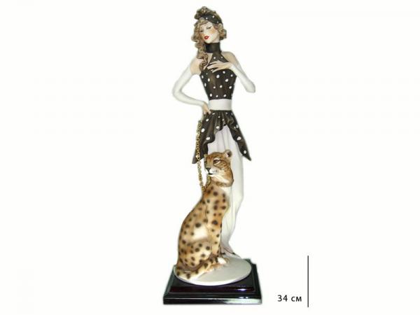 Скульптура "Дама с гепардом" 34 см
