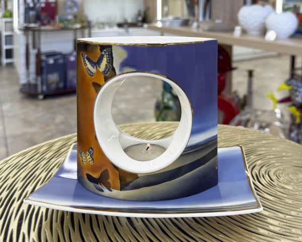 Подсвечник "Ландшафт с бабочками" 17 см