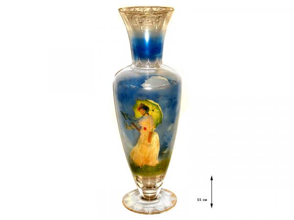 Стеклянная ваза "Дама с зонтиком" 55 см
