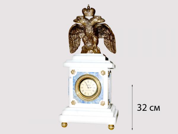 Часы "Орел" бронза, мрамор, лазурит 32 см