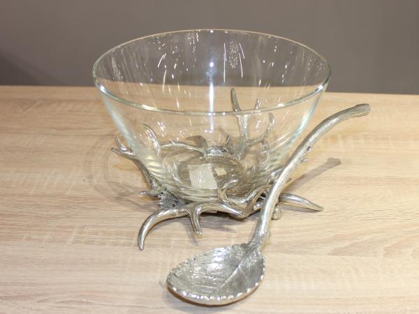 Чаша с ложкой 17 см, олово/стекло, Dedalo, Италия