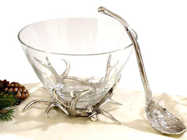 Чаша с ложкой 17 см, олово/стекло, Dedalo, Италия
