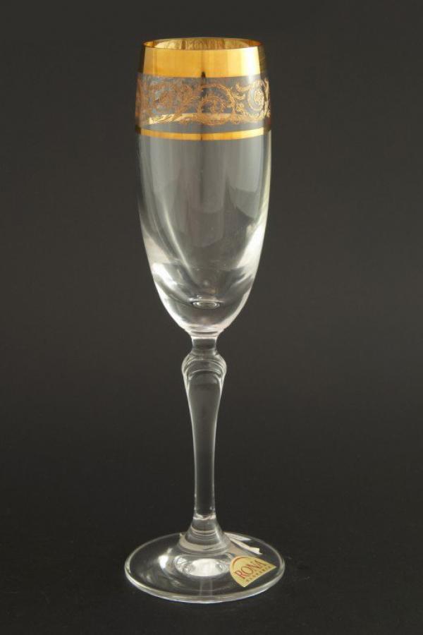 Набор бокалов для шампанского "Люция" широкое золото 160 мл 6 шт