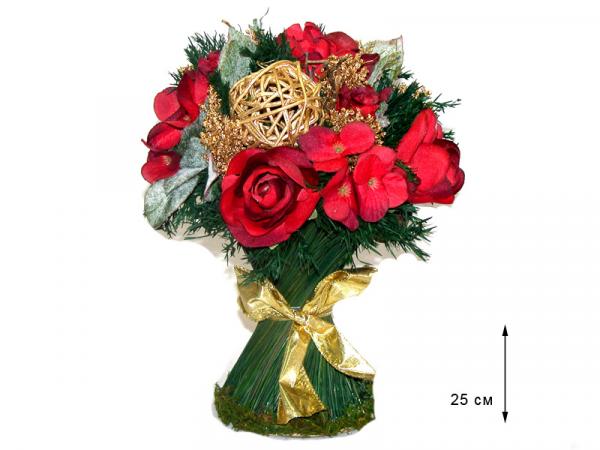 Букет "Розы и гортензия"  25 см