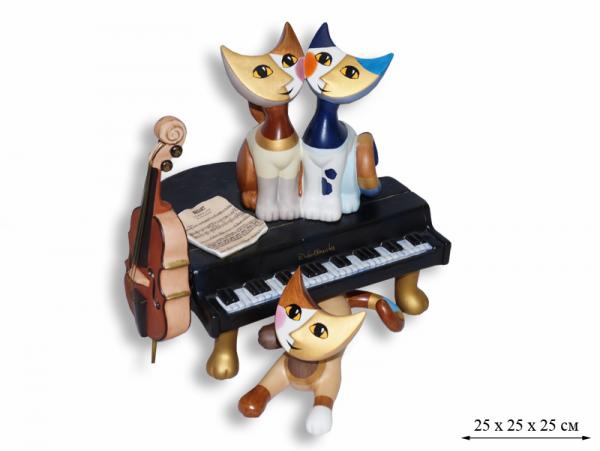 Скульптура "Три кошки у рояля" музыканты