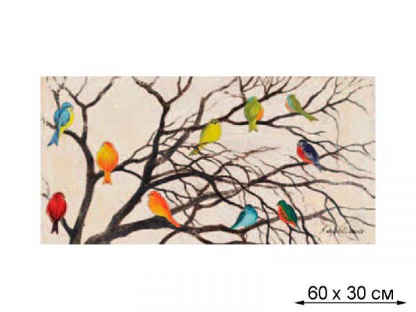 Картина "Птицы на ветке" 60х30 см