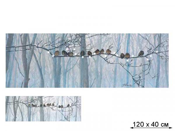 Картина "Птицы на ветке" 120х40 см