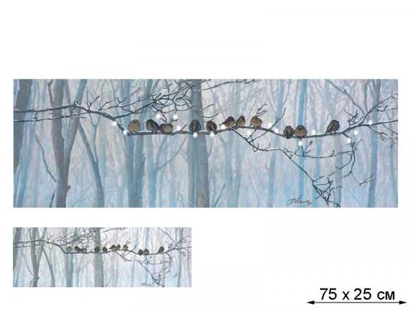 Картина "Птицы на ветке" 75х25 см