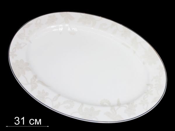 Блюдо овальное "Белый лотос" 31 см